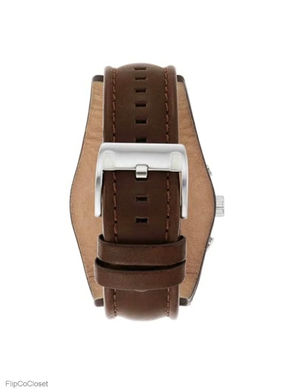 Men's Quartz Chronograph Leather Watch 44mm Stainless Steel